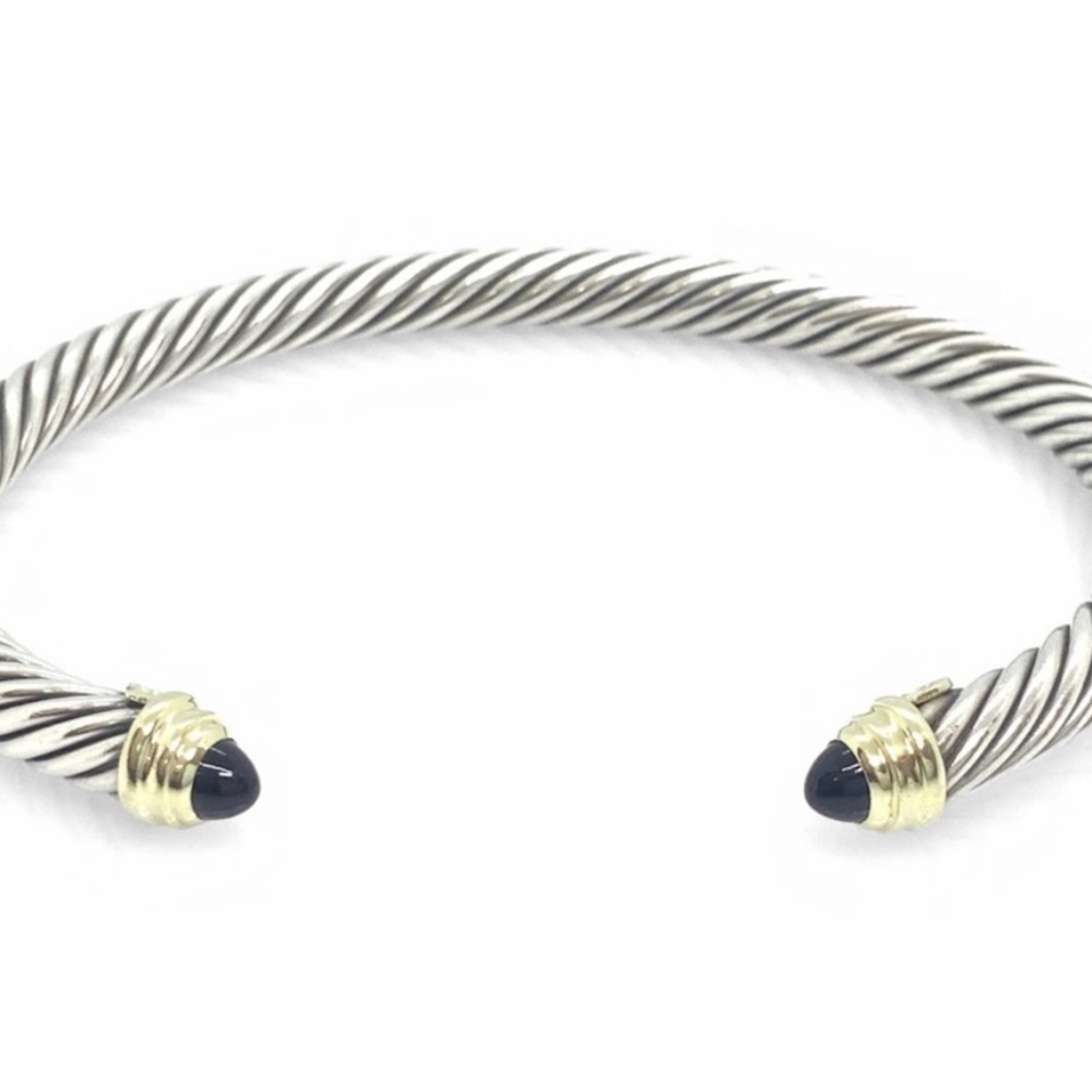 David Yurman Black Onyx 5mm Sterling Silver Crossover Bracelet.